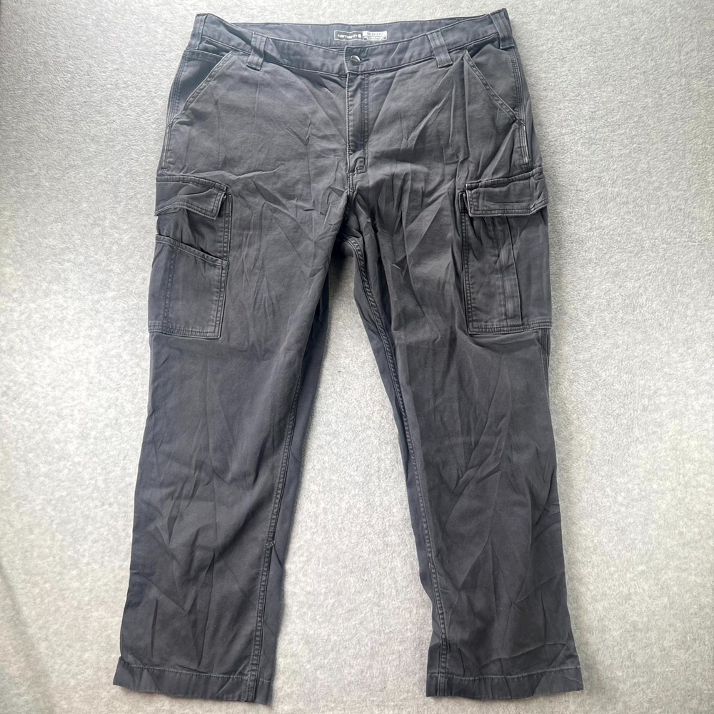 Carhartt Cargo Pants Mens 40x30 Gray Rugged Flex Relaxed Fit Canvas Workwear